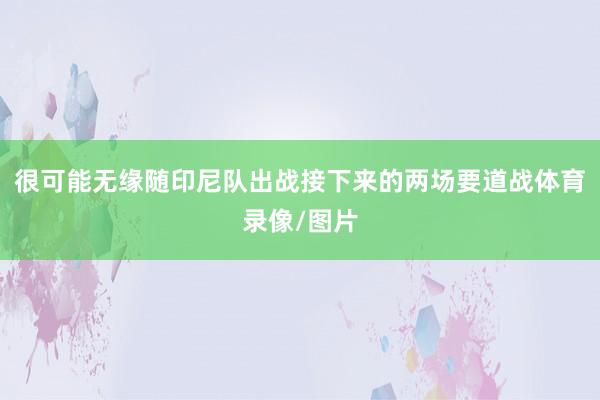 很可能无缘随印尼队出战接下来的两场要道战体育录像/图片