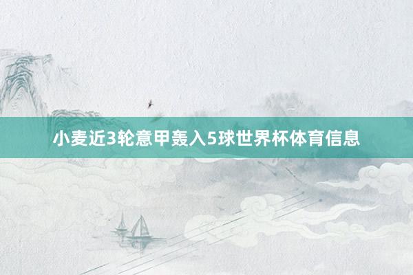 小麦近3轮意甲轰入5球世界杯体育信息