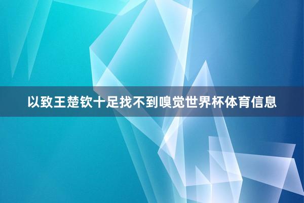 以致王楚钦十足找不到嗅觉世界杯体育信息
