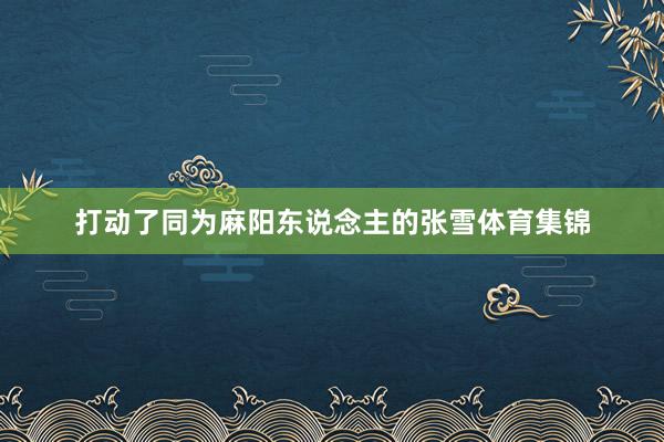 打动了同为麻阳东说念主的张雪体育集锦