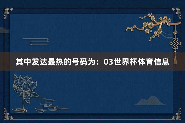 其中发达最热的号码为：03世界杯体育信息