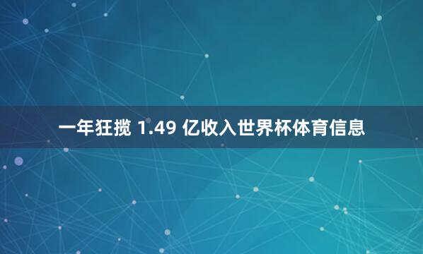 一年狂揽 1.49 亿收入世界杯体育信息