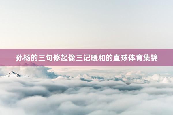 孙杨的三句修起像三记暖和的直球体育集锦