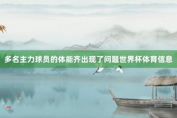 多名主力球员的体能齐出现了问题世界杯体育信息